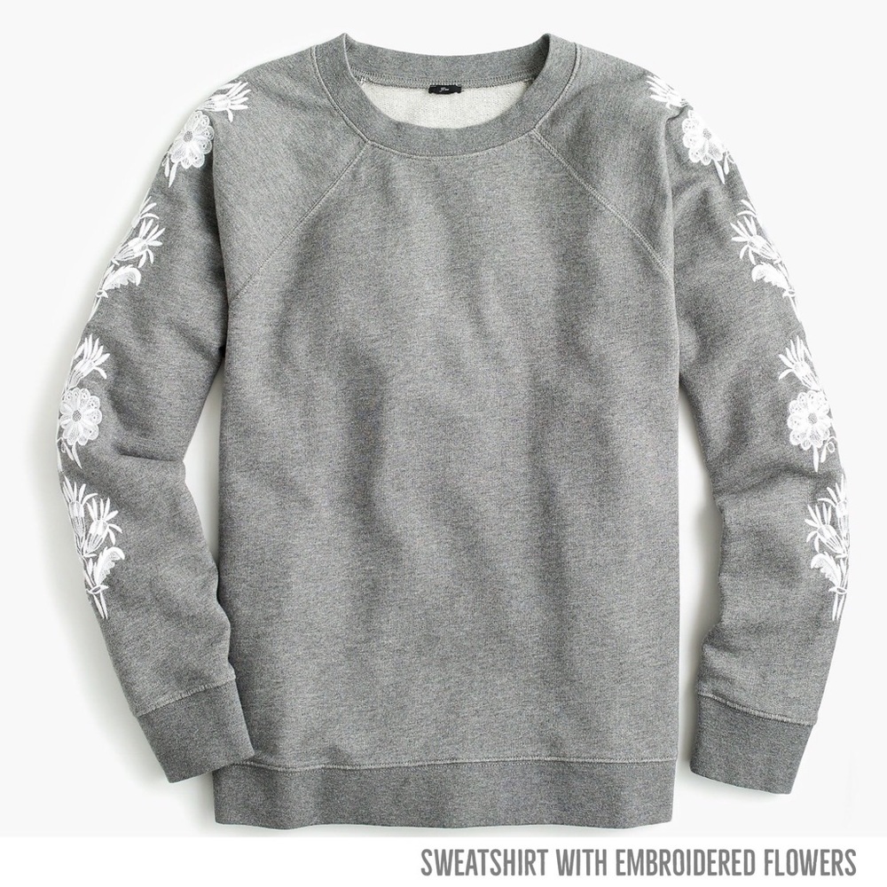 J. Crew sweatshirt w/ embroidered flowers